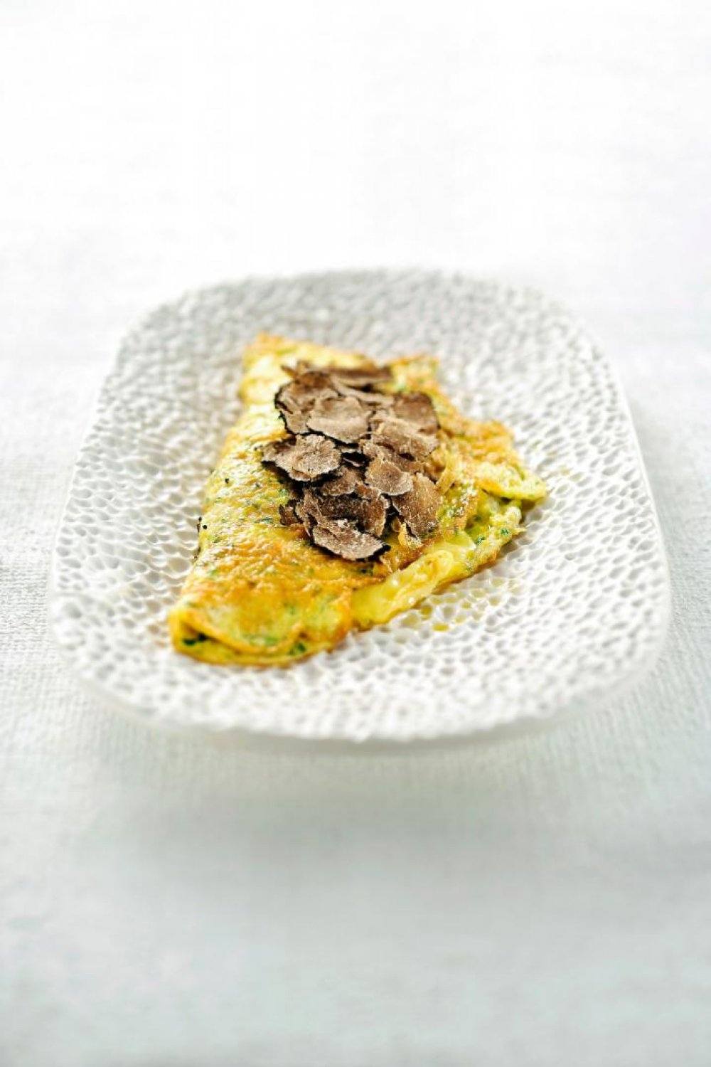 Omelet met porchetta en truffel