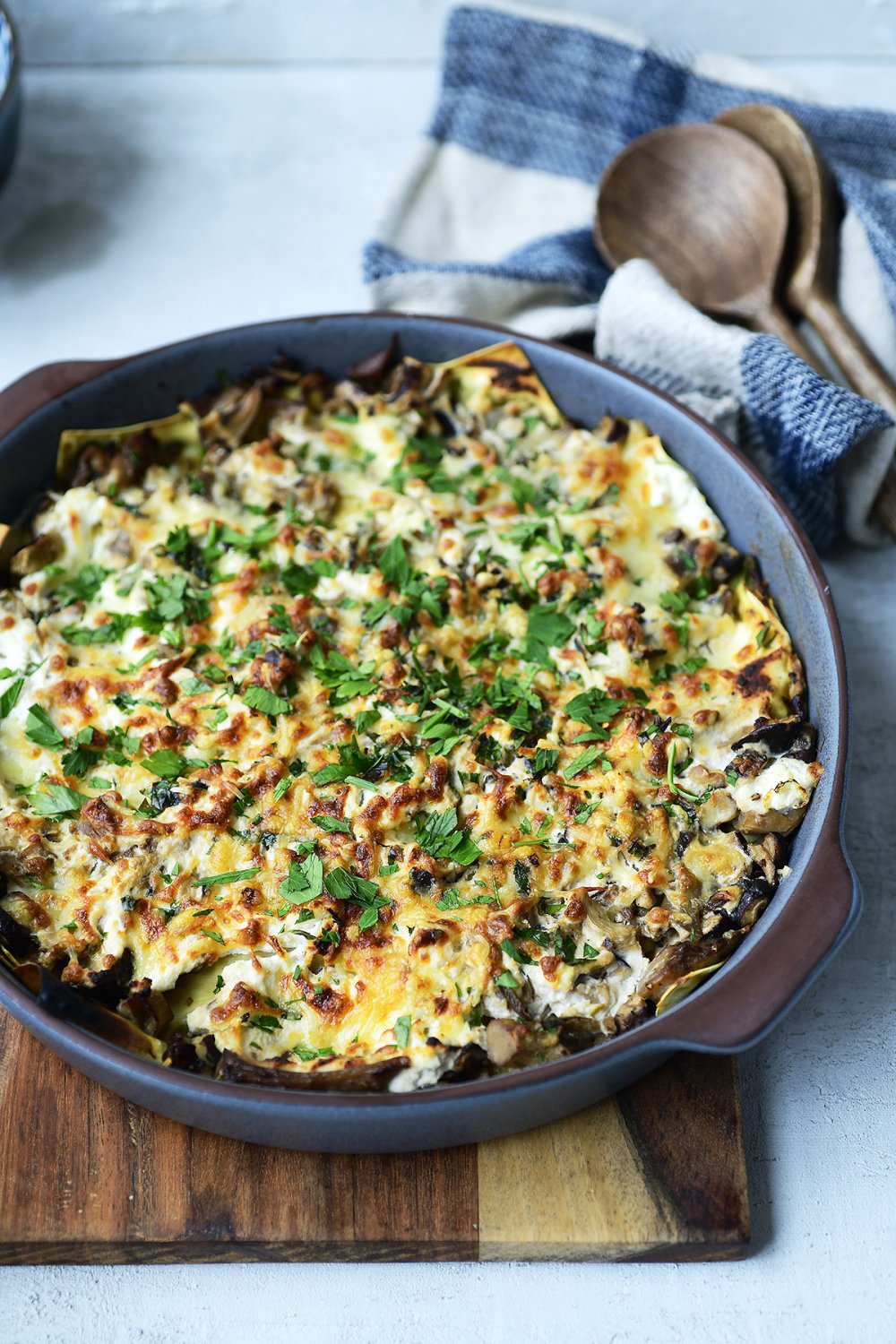 Lasagne met ricotta en bospaddenstoelen