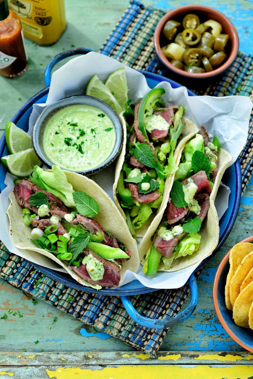 Taco's met entrecote en salsa verde