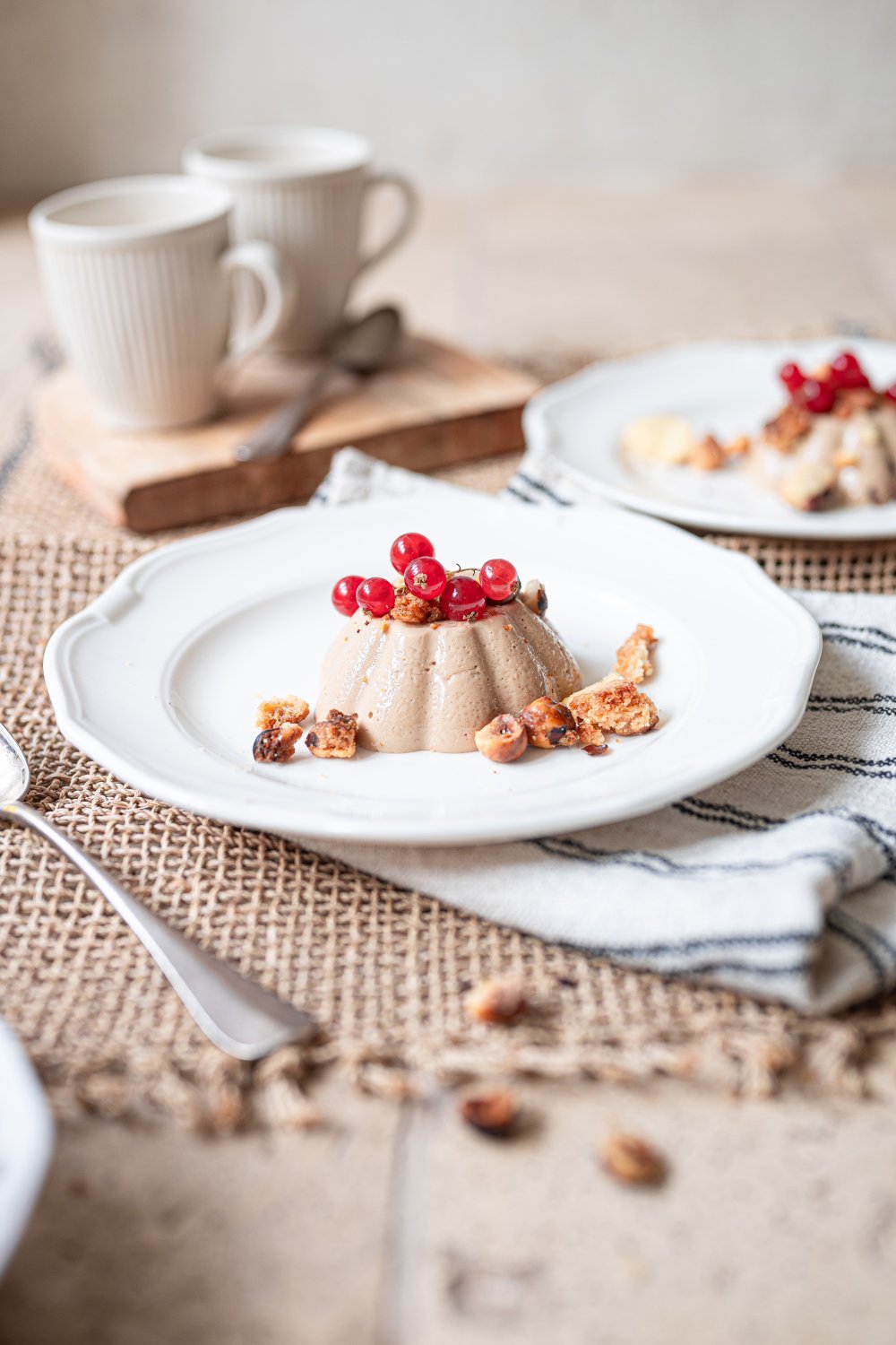 Koffie panna cotta met hazelnootkruim