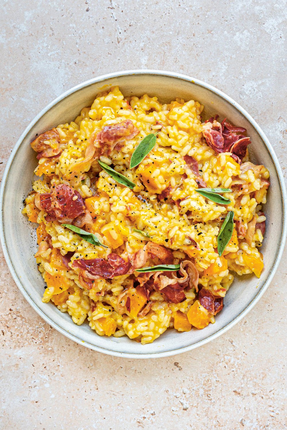 Risotto met pompoen en pancetta