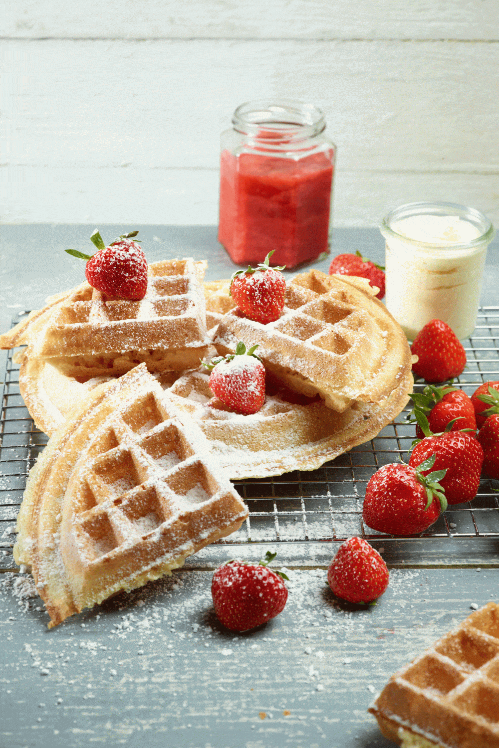 Wafels met aardbeien