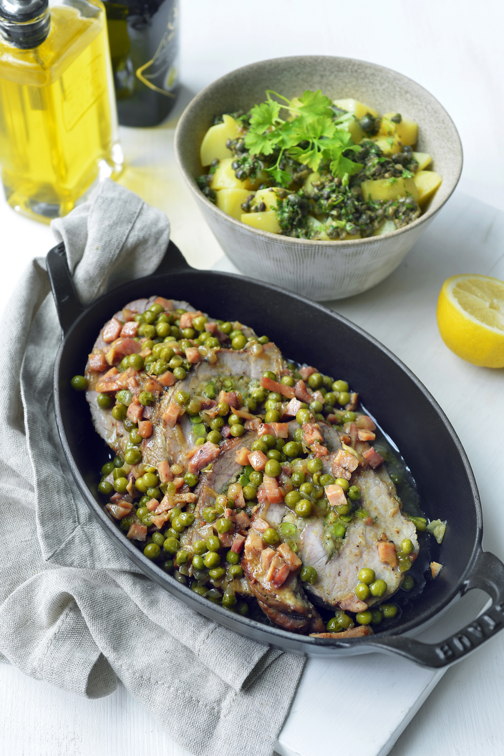 Gevuld kalfsgebraad met aardappelsalade