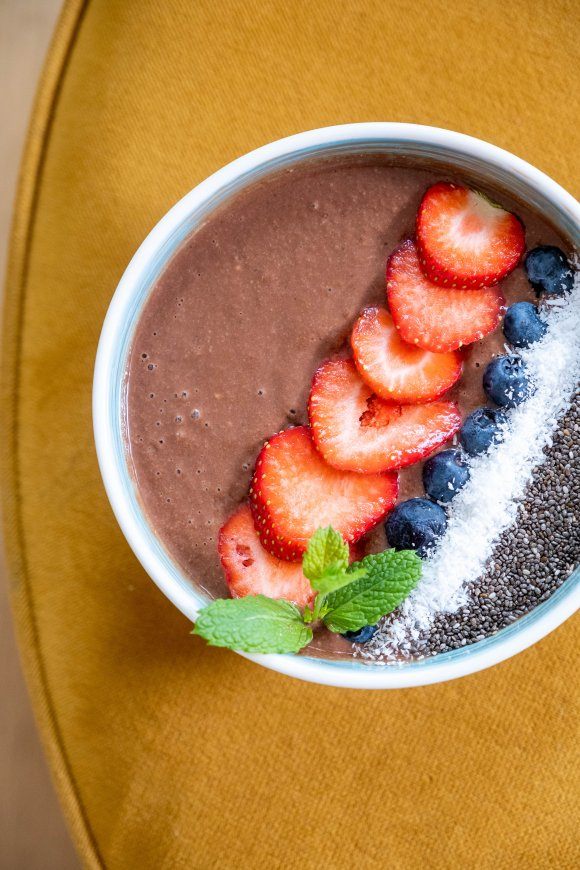 Smoothiebowl met cacao en banaan