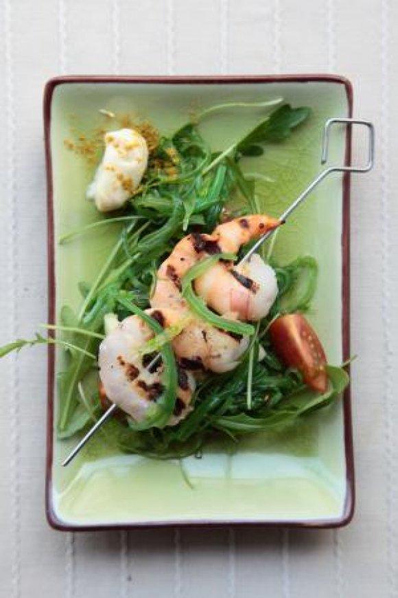 Algensalade met scampi