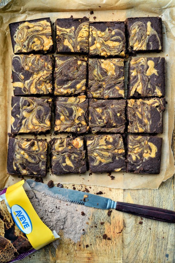 Brownie met banaan en pindakaas