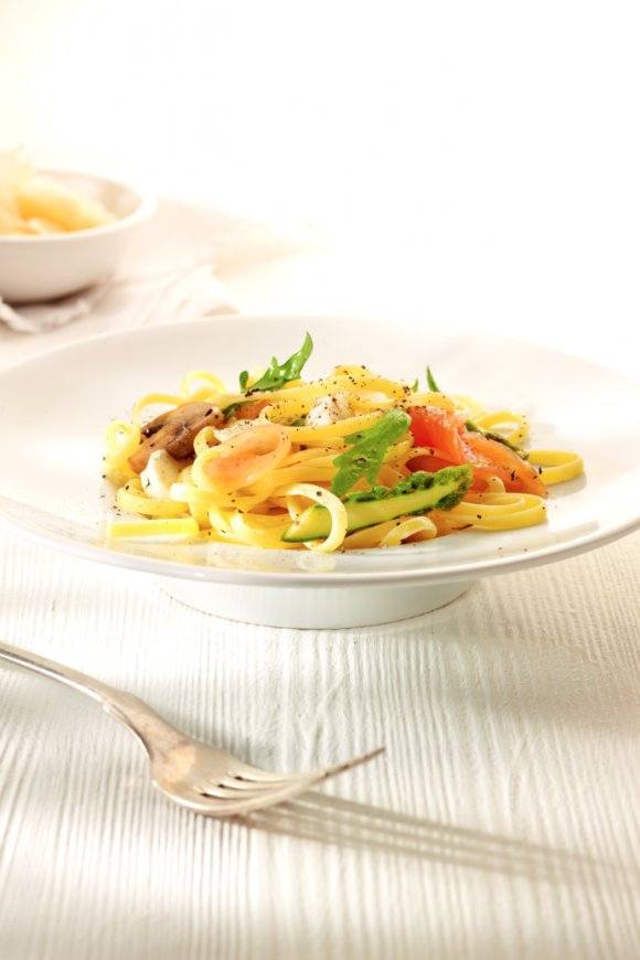 Snelle pasta met zalm