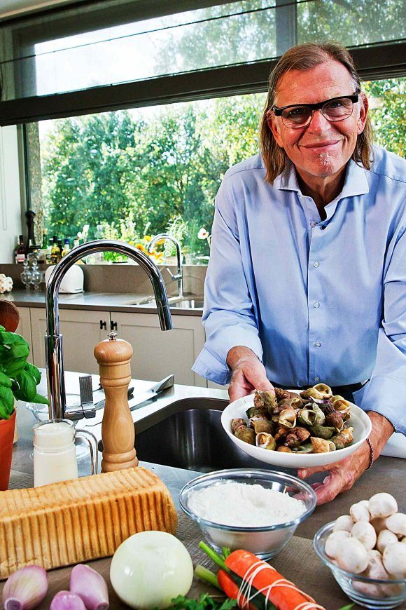 Gebakken mosseltjes met doperwten en croûtons