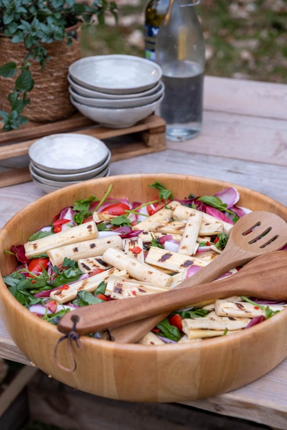 Roodlofsalade met palmharten