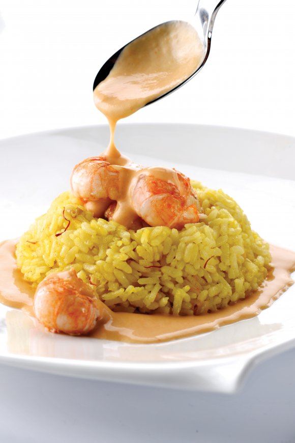 Saffraanrisotto met langoustines