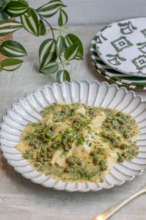 Open ravioli met pulled rog en een botersausje