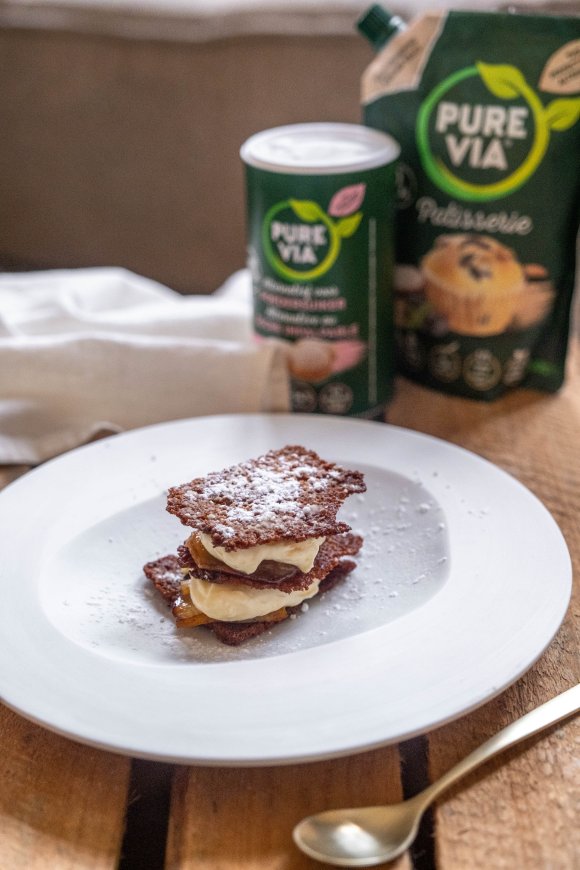 Millefeuille van peperkoek met mascarponemousse en appel