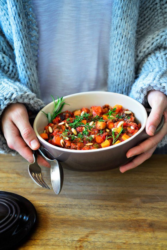 Ratatouille met zoete aardappel