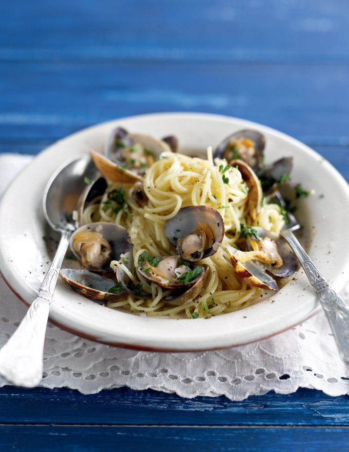 Recept "Cappellini alle vongole" njam!